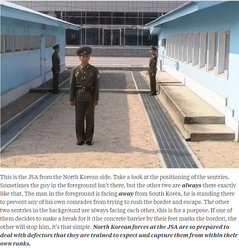 Mynd fr: https://www.quora.com/Why-if-a-North-Korean-defector-crosses-the-border-at-the-Joint-Security-Area-they-get-shot-but-if-they-go-through-China-theyll-be-welcome-in-S-Korea