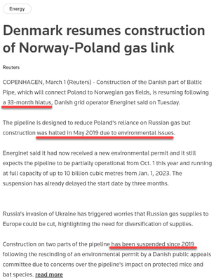 Reuters-frtt um Baltic Pipe